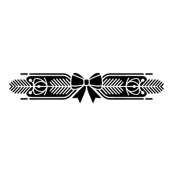 Elegant Black White Bow Foliage Border, Minimalist vector