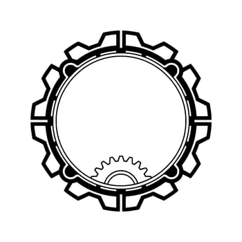 Geometric Gear Frame, Modern Industrial Illustration vector