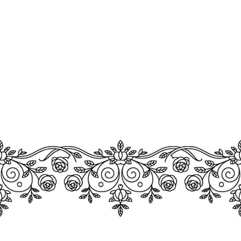 Floral Border Elegant Rose Swirls, Minimalist, Decorative Element vector