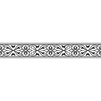 Ornamental Border, Black Floral Scrollwork On White, Elegant vector