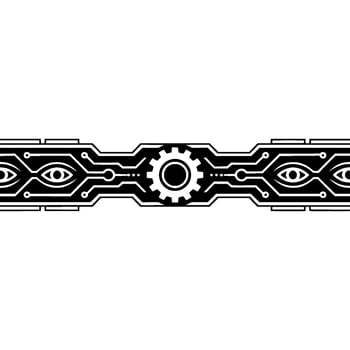 Circuit Board Eye Gear Minimalist Tech Illustration vector