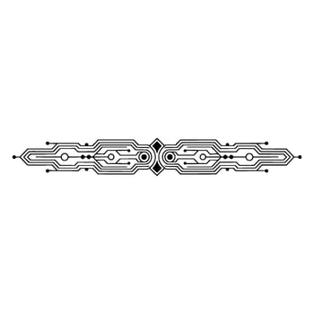 Minimalist Circuit Board Ornament Techinspired Border Element vector