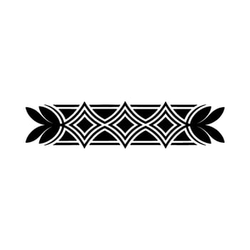 Geometric Floral Border Black White Decorative Element - Ornament vector