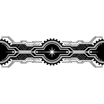 Futuristic Tech Black White Circuitry Ornament vector