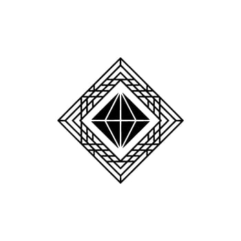 Geometric Diamond In Minimalist Style, Black White Element vector