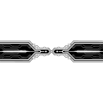Minimalist Tech Circuit Board, Black And White, Futuristic Border vector