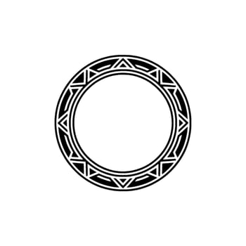 Geometric Circle Ornament, Black And White Minimalist vector