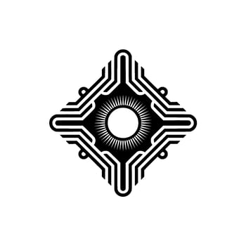 Geometric Sunburst On Gray, Futuristic Style vector