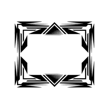 Geometric Art Deco Frame Black White Border On White vector