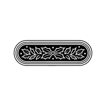 Elegant Holly Border, Black And White Ornament vector