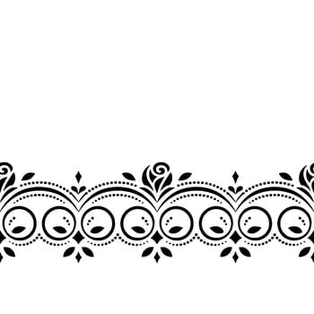 Elegant Black White Floral Border - Monochrome vector