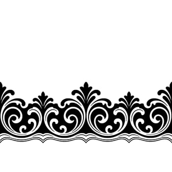 Elegant Black White Floral Border On White, Ornamental Flourish vector