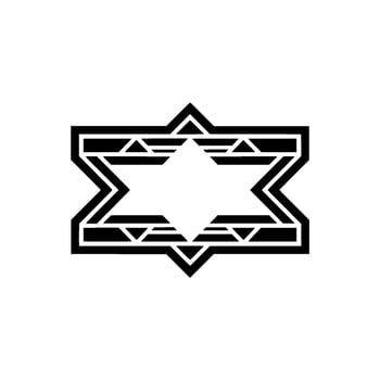 Geometric Star Of David Symbol In Black And White vector