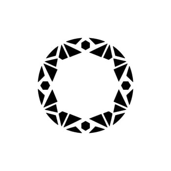 Geometric Abstract Circle Frame Black Triangles Hexagons On White vector
