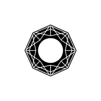 Geometric Abstract Octagon With Circle, Black White vector