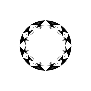Abstract Circular Motif Black Geometric Border On White, Modern vector