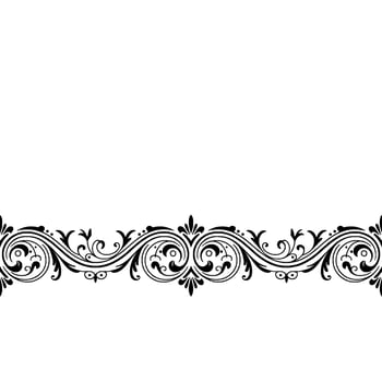 Elegant Black White Floral Border, Decorative Swirls Flourishes vector