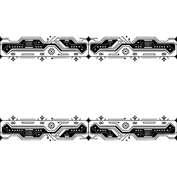 Tech Border Black Circuitry Frame, Minimalist Aesthetic, Elegant Layout vector