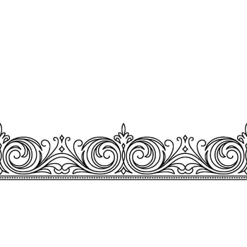 Ornate Decorative Border Elegant Swirls, Monochrome vector