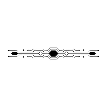 Minimalist Tech Circuit Board Element Black Lines On White Background vector
