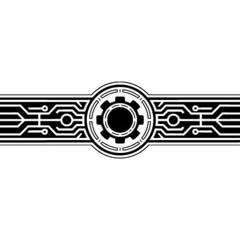 Tech Gear Circuitry Black White Minimalist vector