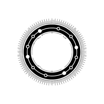 Futuristic Tech Circle Abstract Black And White Element vector
