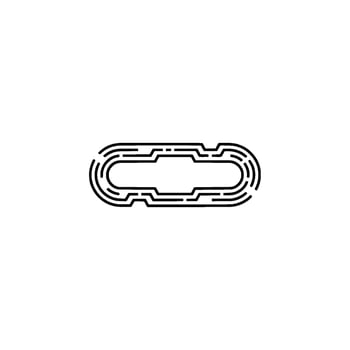 Abstract Oval Chain Link, Geometric Minimalist, Black On White vector