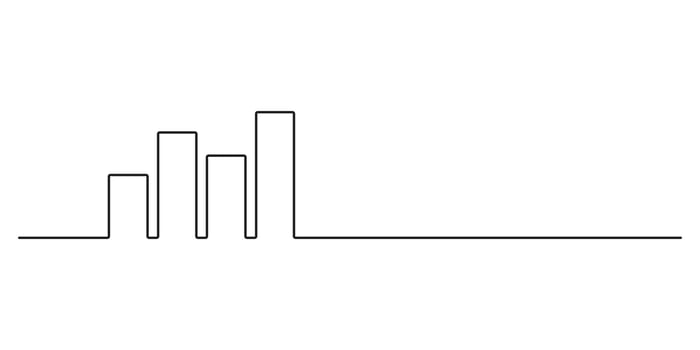 Growing graph in one continuous line drawing style. Line art business chart icon. Graphic illustration vector