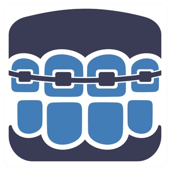 Teeth braces icon concept in blue color vector
