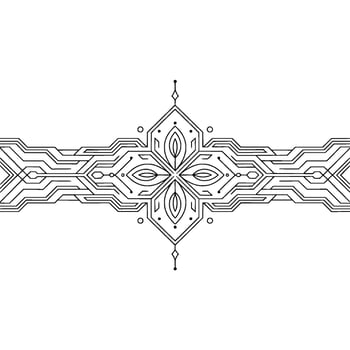 Geometric Ornament With Circuitboard Texture, Minimalist vector