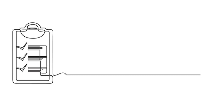 Graphic illustration of clipboard with check mark continuous single line drawing vector