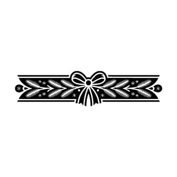 Elegant Christmas Garland Border Black White vector
