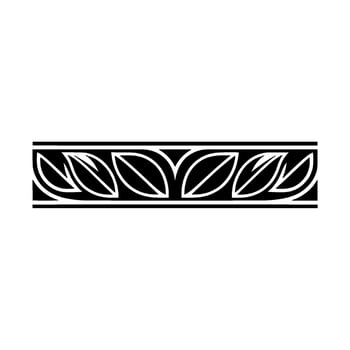 Geometric Foliage Border In Black White, Minimalist vector