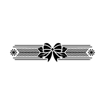 Elegant Christmas Bow Border, Black On White, Minimalist vector