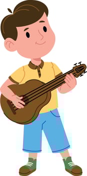 Boy Playing Guitar Cartoon vector