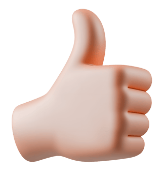 3D thumbs up sign on transparent background png