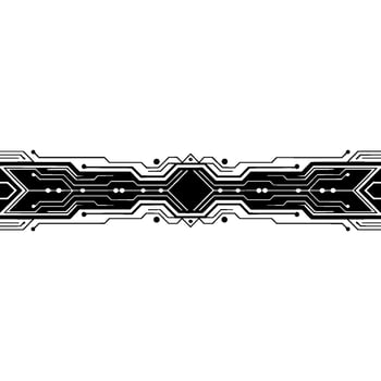 Futuristic Circuitry Minimalist Black White Technology Illustration vector