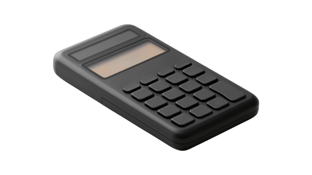 Black digital calculator isolated on transparent background for office use png