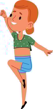 Joyful Girl Dancing Happily vector