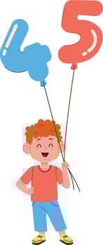 Boy Holding 4 and 5 Number Balloons vector