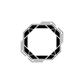 Geometric Octagon Frame, Minimalist Black White vector
