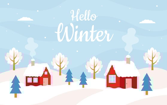 Winter landscape. Winter scenery with village. Winter background with cute winter landscape. vector