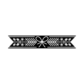 Black And White Christmas Banner With Bow, Holly And Snowflake vector