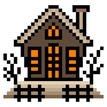Haunted house in pixel art style vector