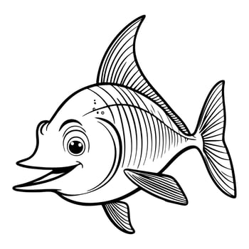 Cheerful Cartoon Fish with Large Dorsal Fin and Smiling Face vector