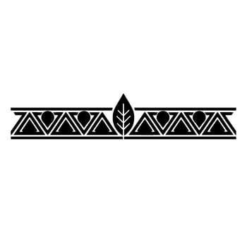 Geometric Leaf Border, Monochrome Illustration vector