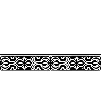 Elegant Black White Floral Border Element, Decorative Pattern vector