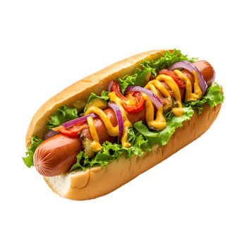 Deliciously Loaded Hot Dog Ready to Eat png