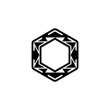 Geometric Hexagon, Black And Silver, Minimalist vector