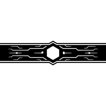 Futuristic Tech Banner Element Black And White Geometric On Light Background vector